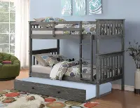 Mission Gray Twin-over-Twin Bunk Bed with Trundle - Craftsman