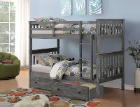 Gray Twin-over-Twin Bunk Bed with Storage - Craftsman