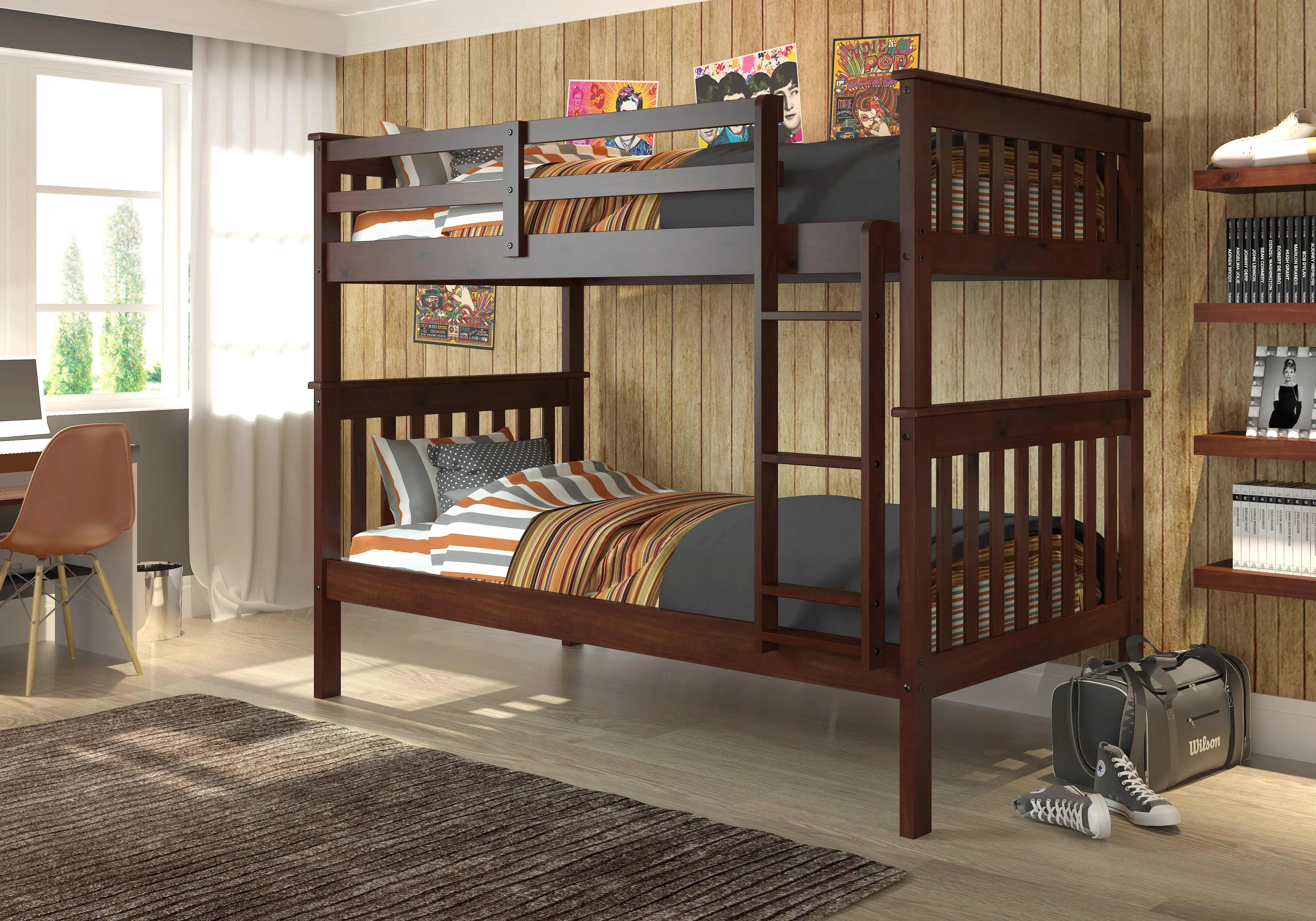 Dark Cappuccino Brown Twin-over-Twin Bunk Bed - Craftsman-1