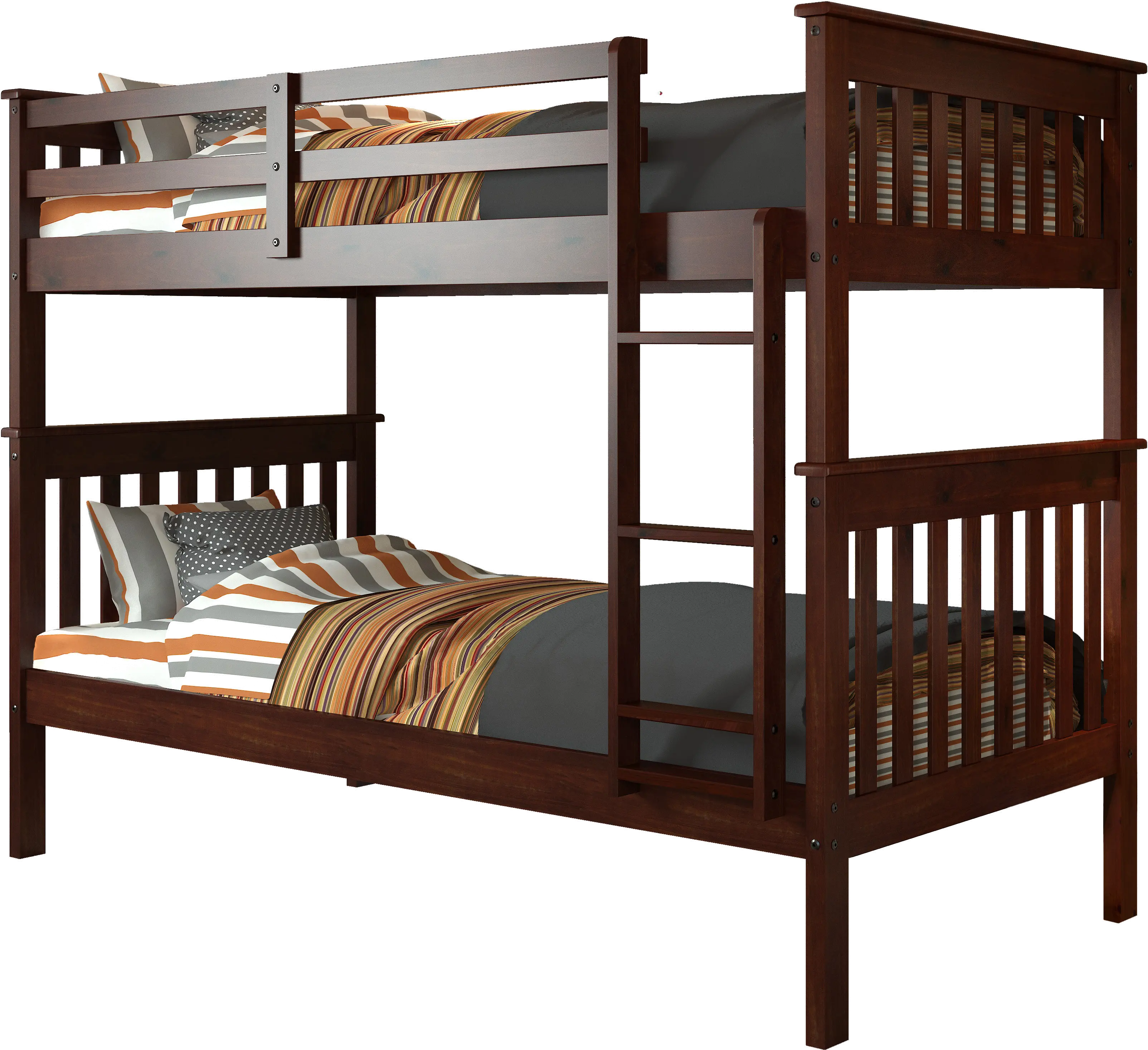 Dark Cappuccino Brown Twin-over-Twin Bunk Bed - Craftsman-2