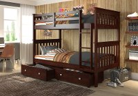 Dark Brown Twin-over-Twin Bunk Bed with Storage - Craftsman