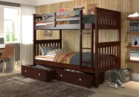 Dark Brown Twin-over-Twin Bunk Bed with Storage - Craftsman