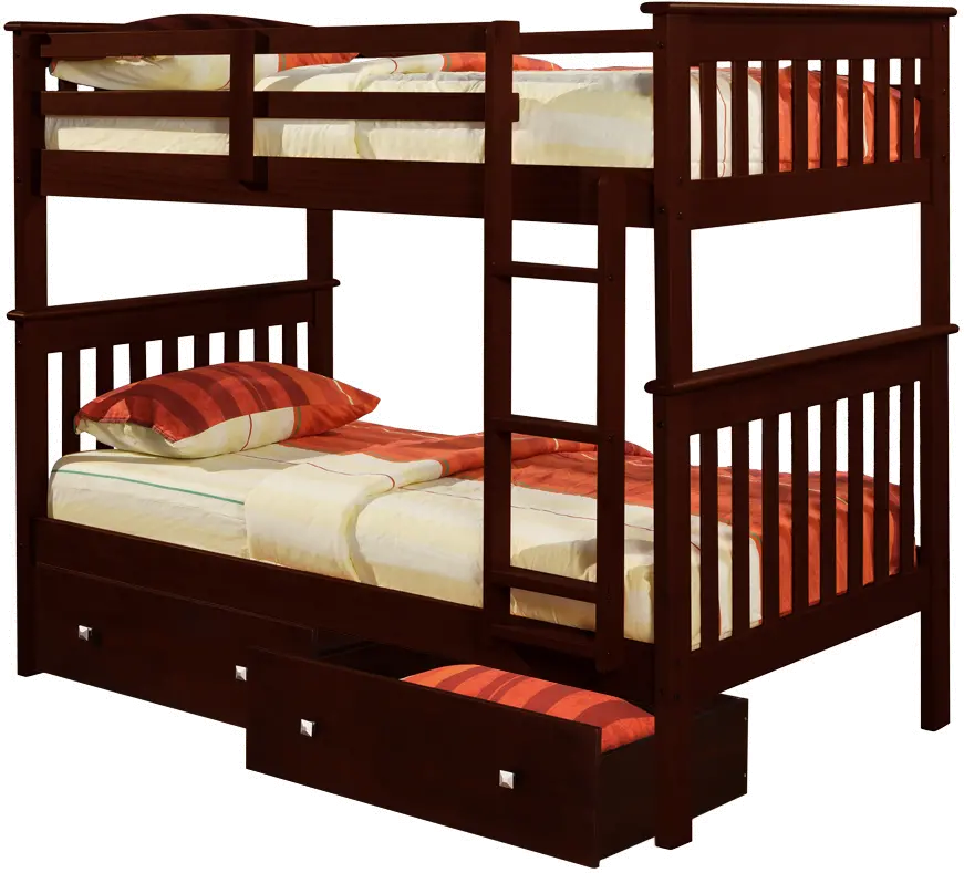 Dark Brown Twin-over-Twin Bunk Bed with Storage - Craftsman-2