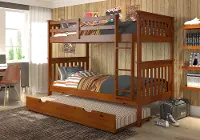 Espresso Brown Twin-over-Twin Bunk Bed with Trundle - Craftsman
