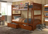 Espresso Brown Twin-over-Twin Bunk Bed with Storage - Craftsman