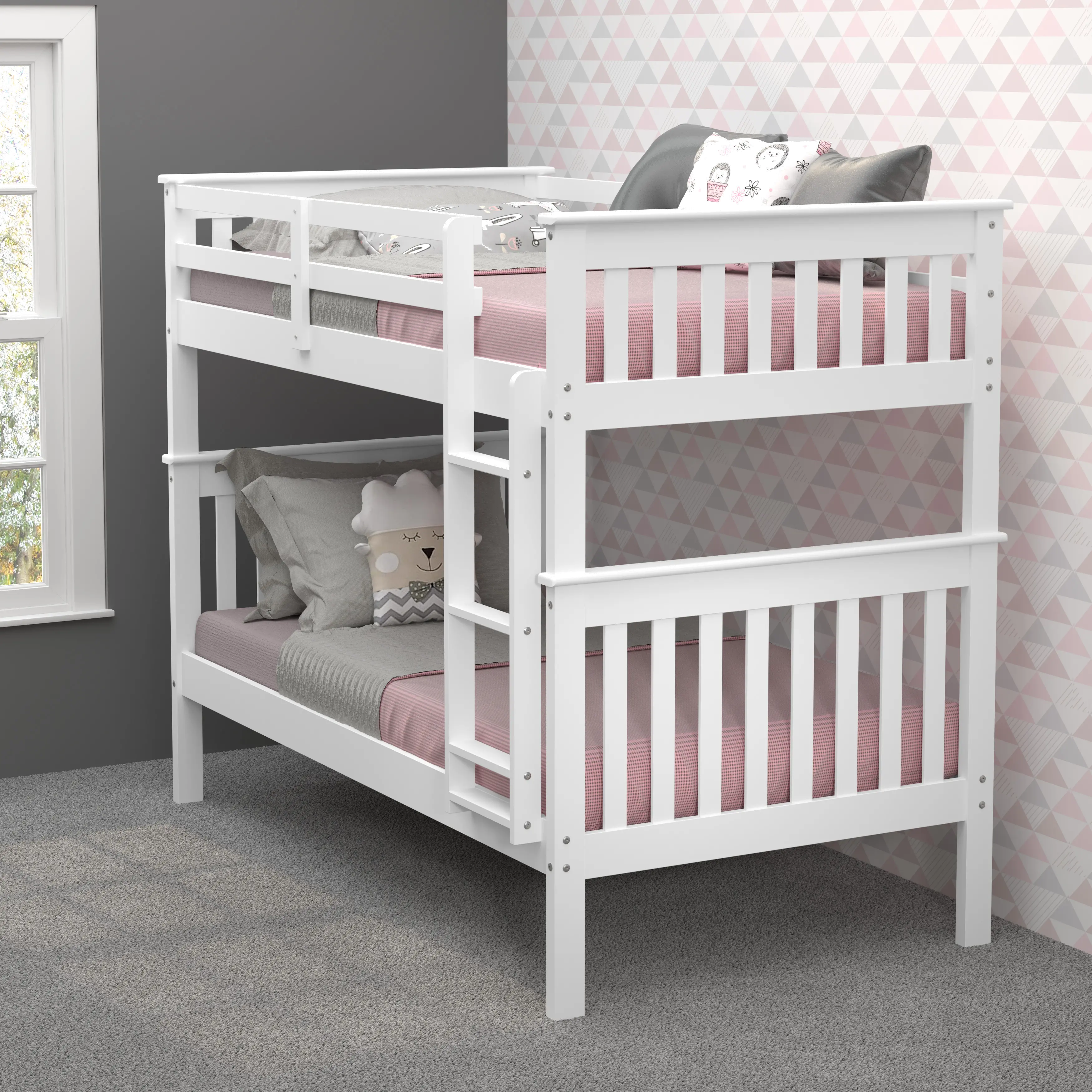 Mission White Twin-over-Twin Bunk Bed - Craftsman-2