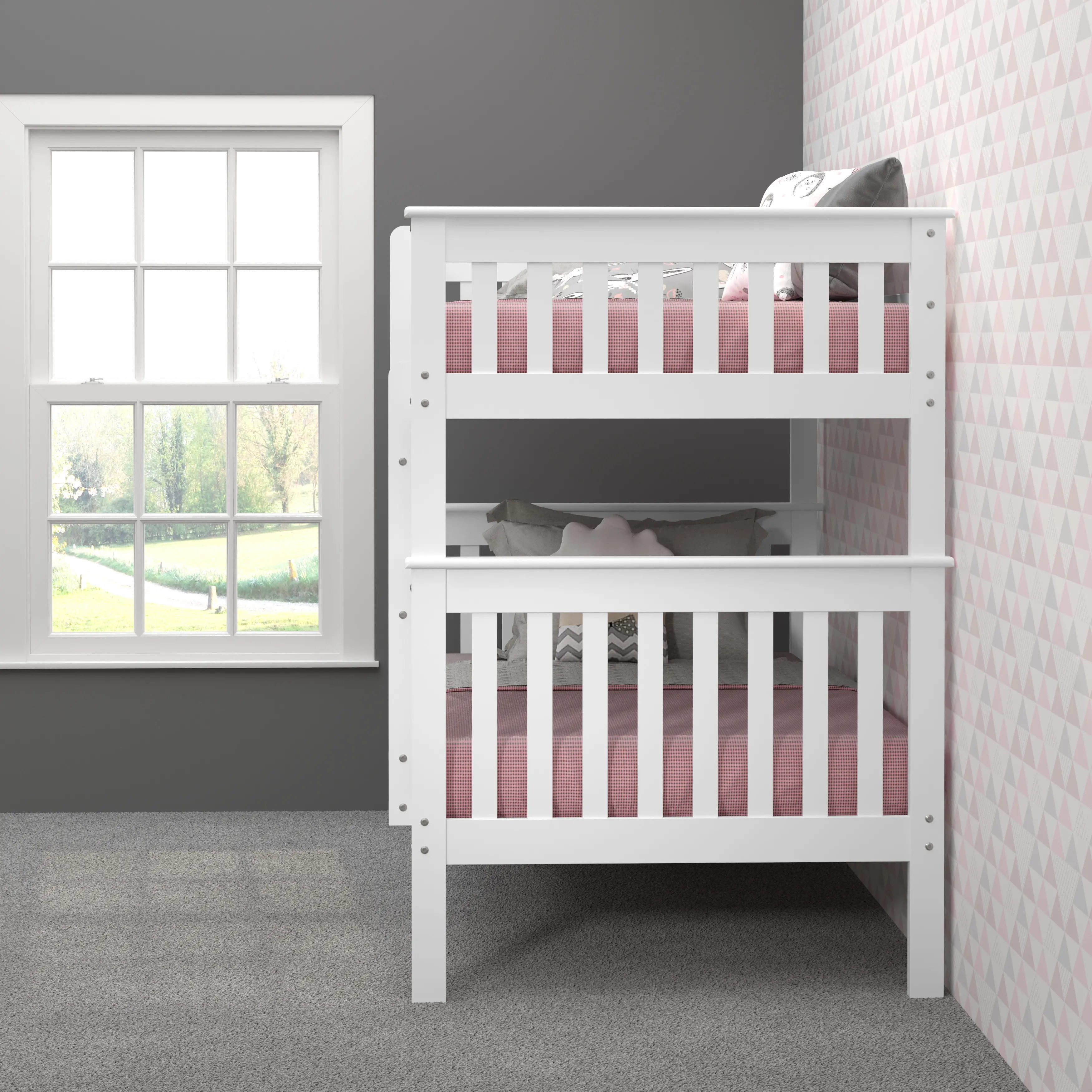 Mission White Twin-over-Twin Bunk Bed - Craftsman-4