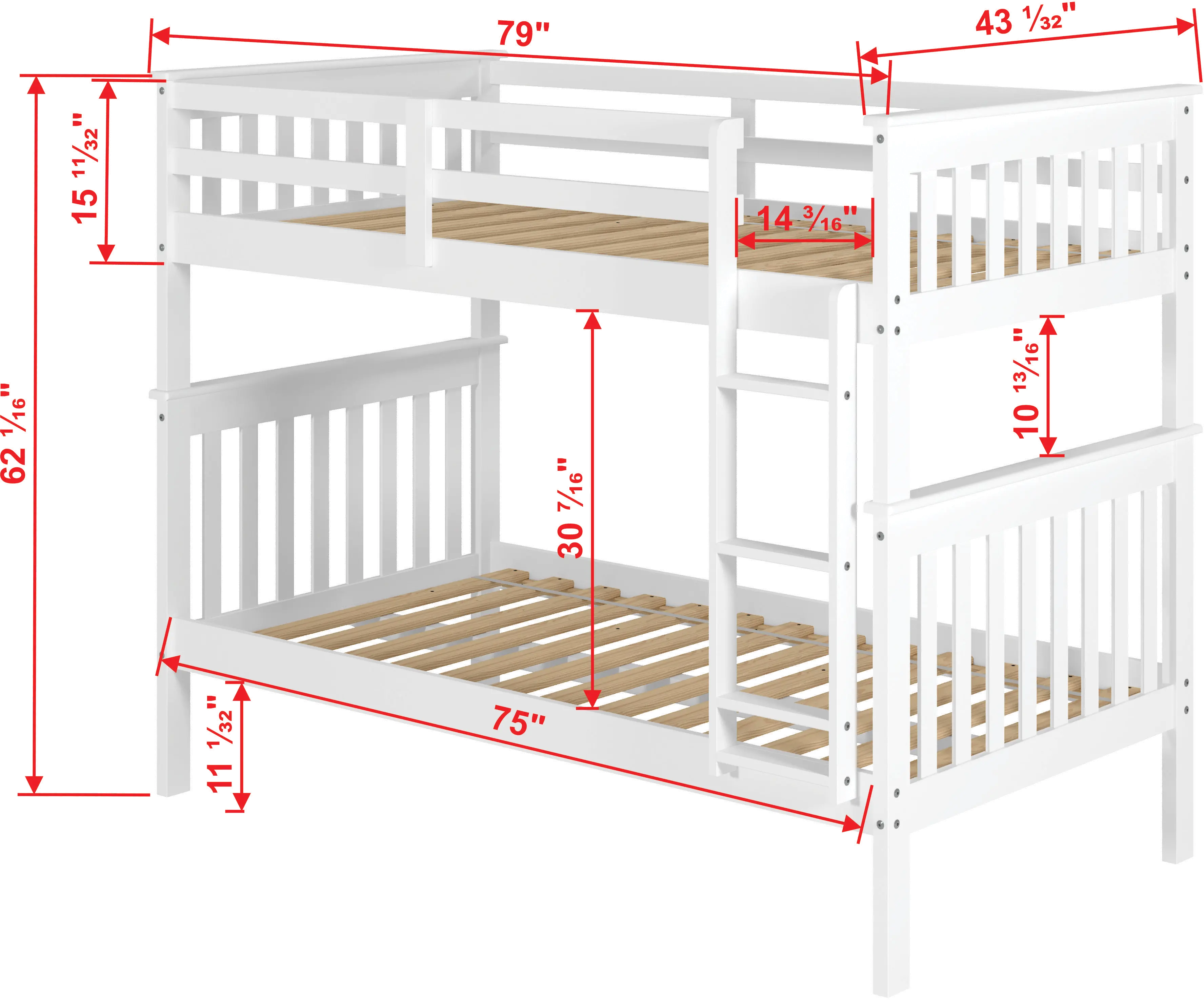 Mission White Twin-over-Twin Bunk Bed - Craftsman-6