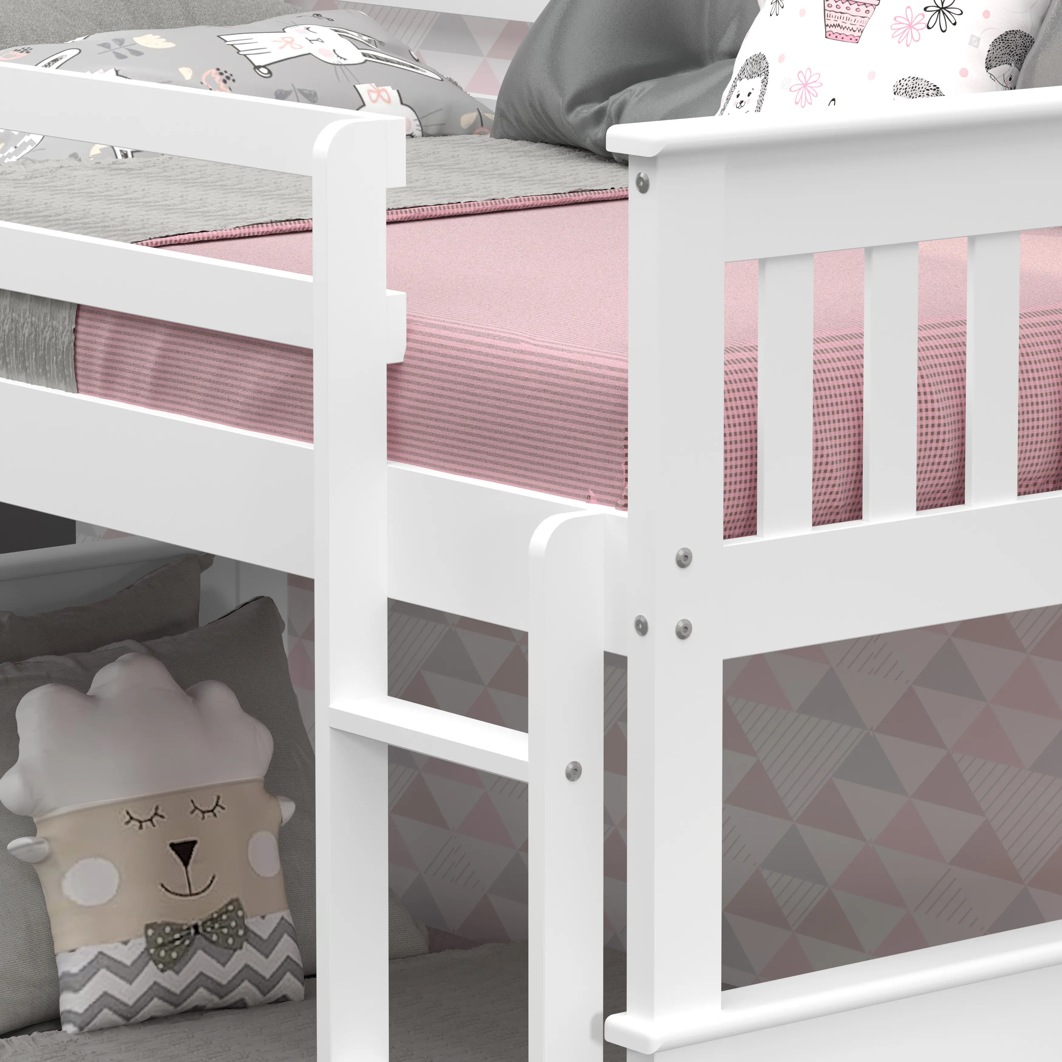 Mission White Twin-over-Twin Bunk Bed with Trundle - Craftsman-3