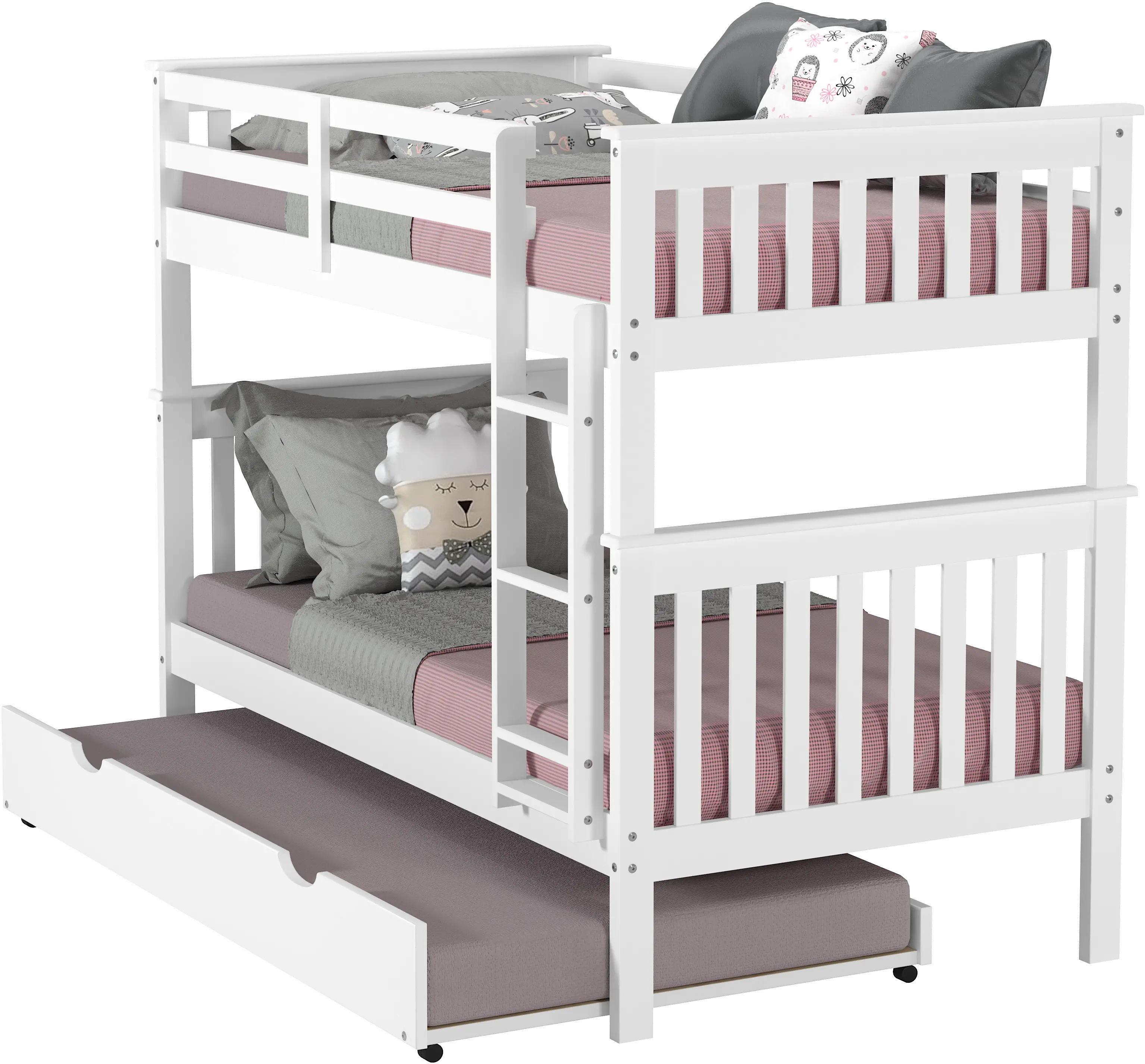 Mission White Twin-over-Twin Bunk Bed with Trundle - Craftsman-4