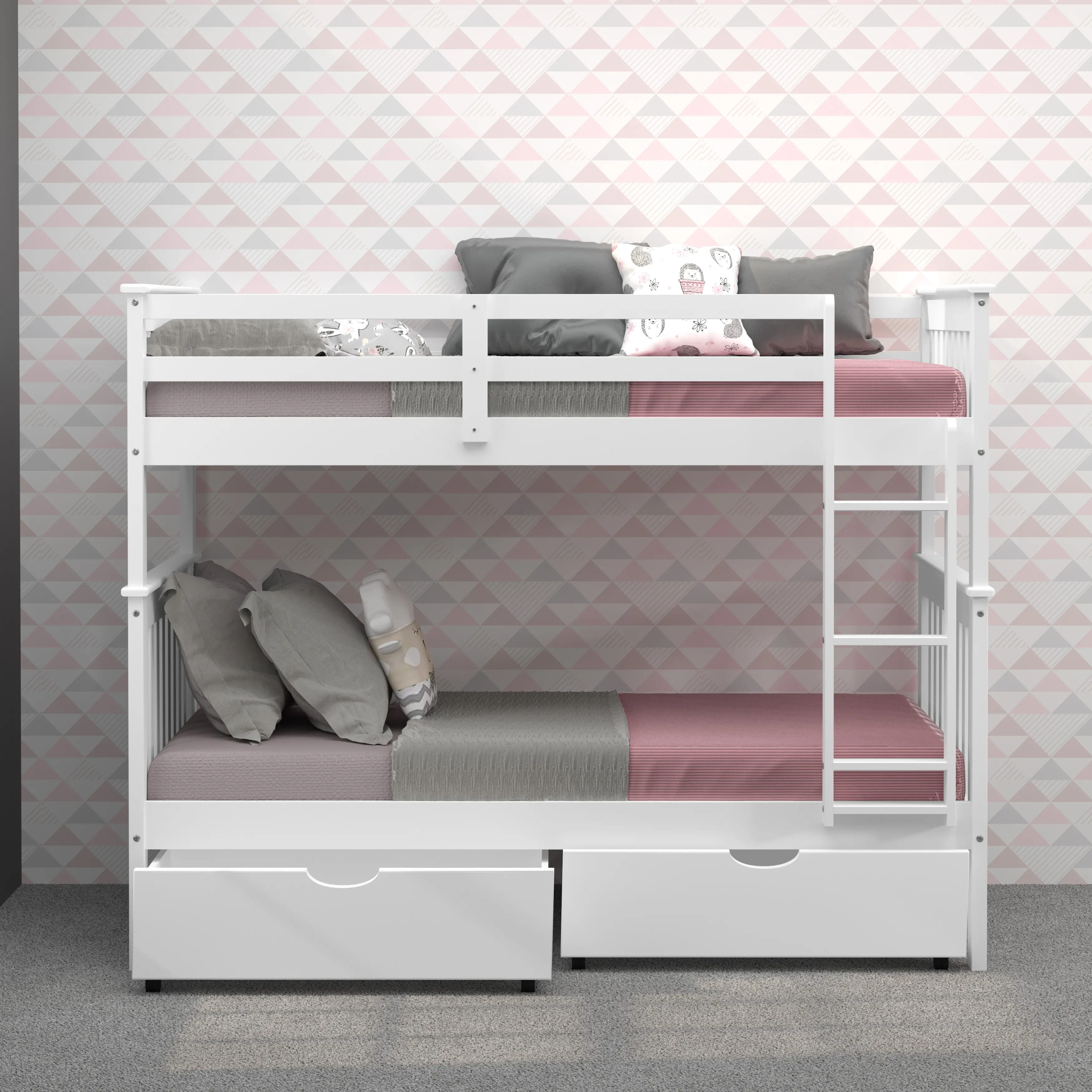Mission White Twin-over-Twin Bunk Bed with Storage - Craftsman-1