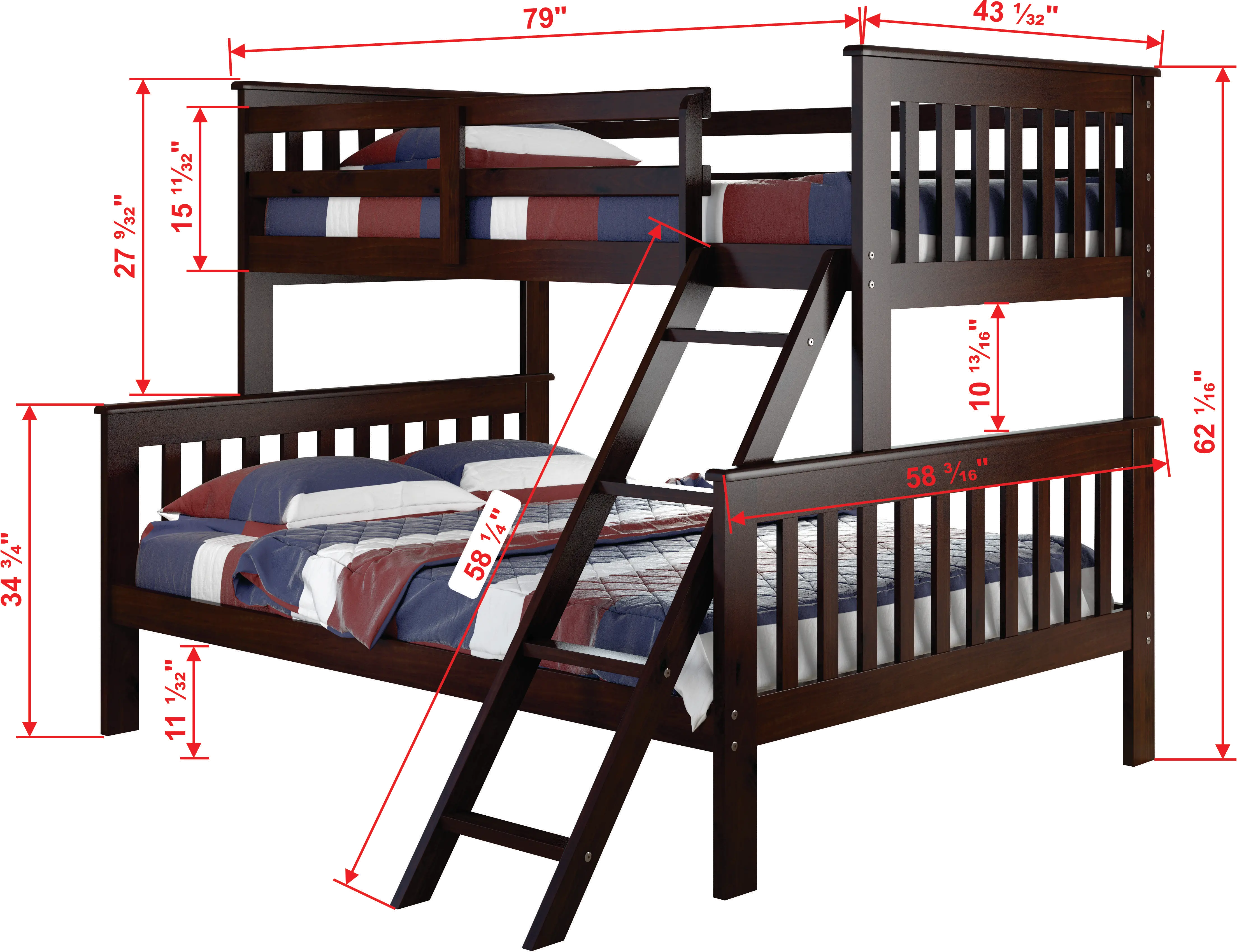 Cappuccino Brown Twin over Full Bunk Bed - Arts & Crafts-3