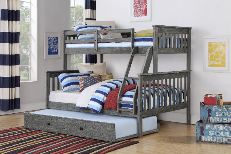Mission Gray Twin Over Full Bunk Bed, Mission Twin Over Full Bunk Bed With Trundle