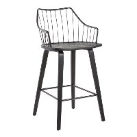 B26-WINSTN BKBK Wooden Black Counter Stool - Winston