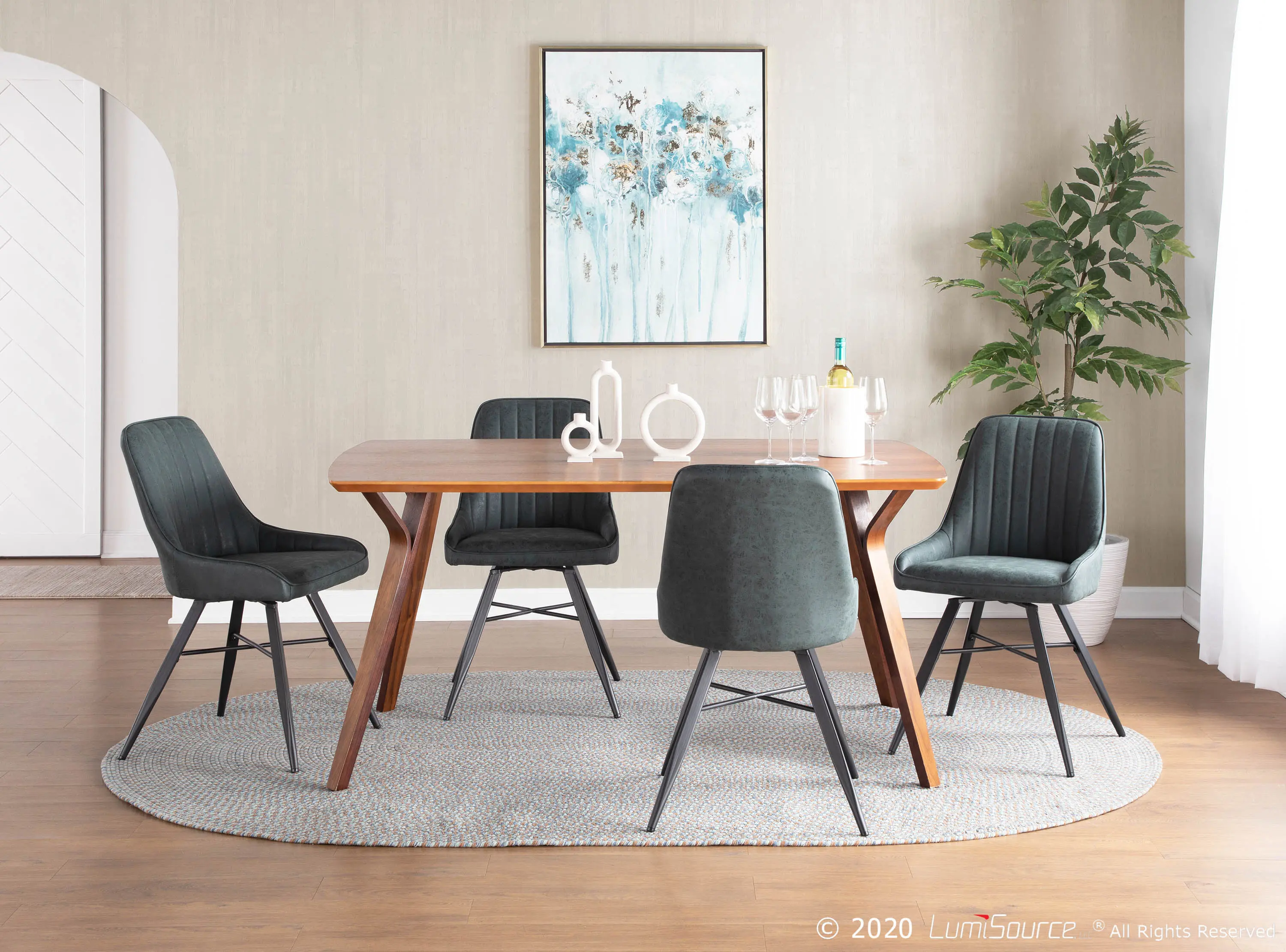 CH-CAVLER BKGN Contemporary Green Faux Leather Swiveling Chair - Cavalier-7