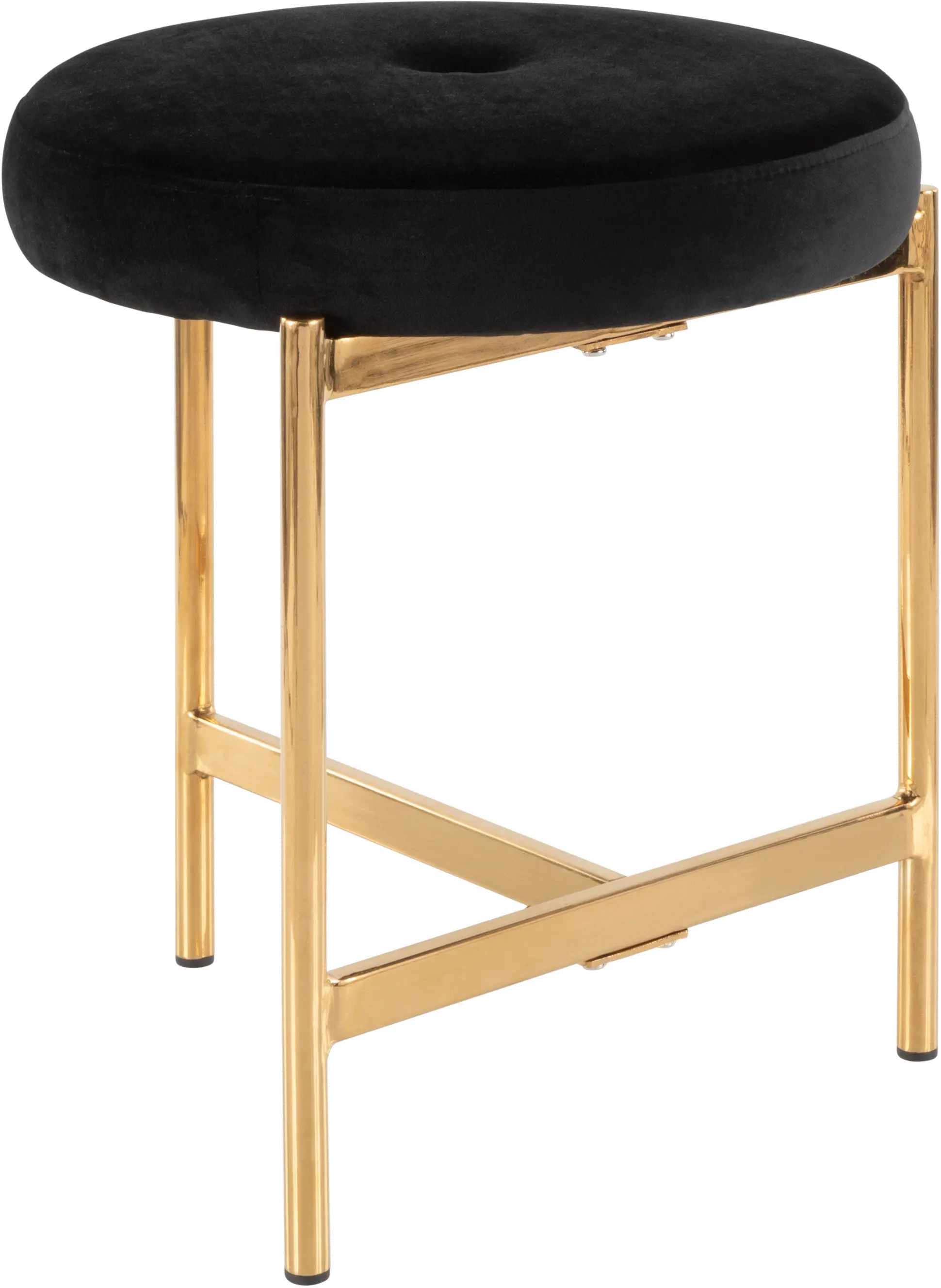 B17-CHLOE AU+BK Black Velvet Vanity Stool-1