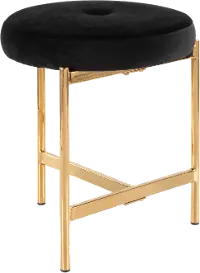 B17-CHLOE AU+BK Black Velvet Vanity Stool