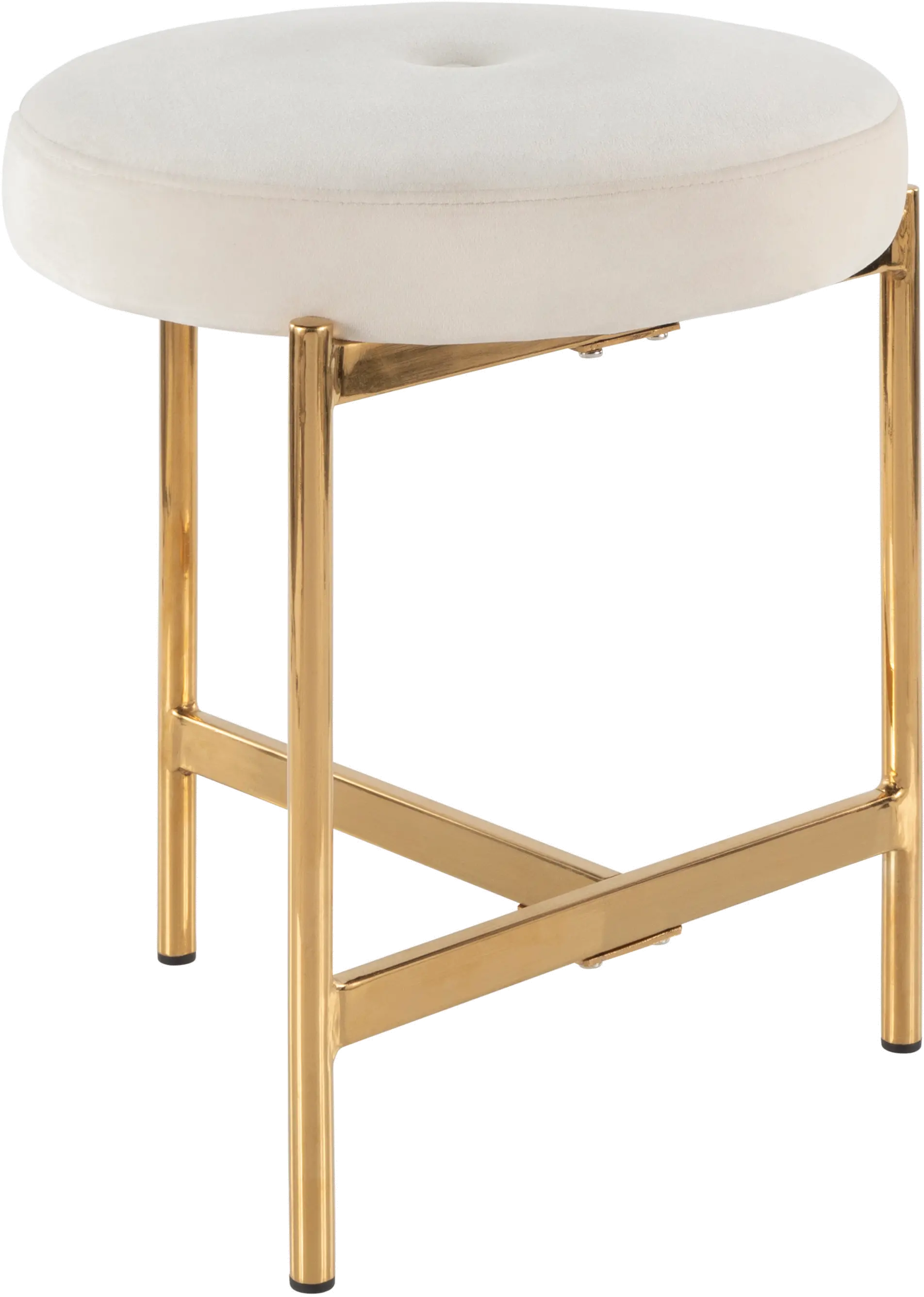 B17-CHLOE AU+W White Velvet Vanity Stool-1