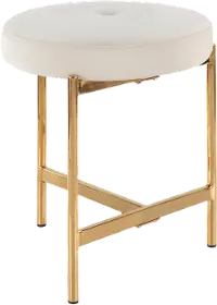 B17-CHLOE AU+W White Velvet Vanity Stool