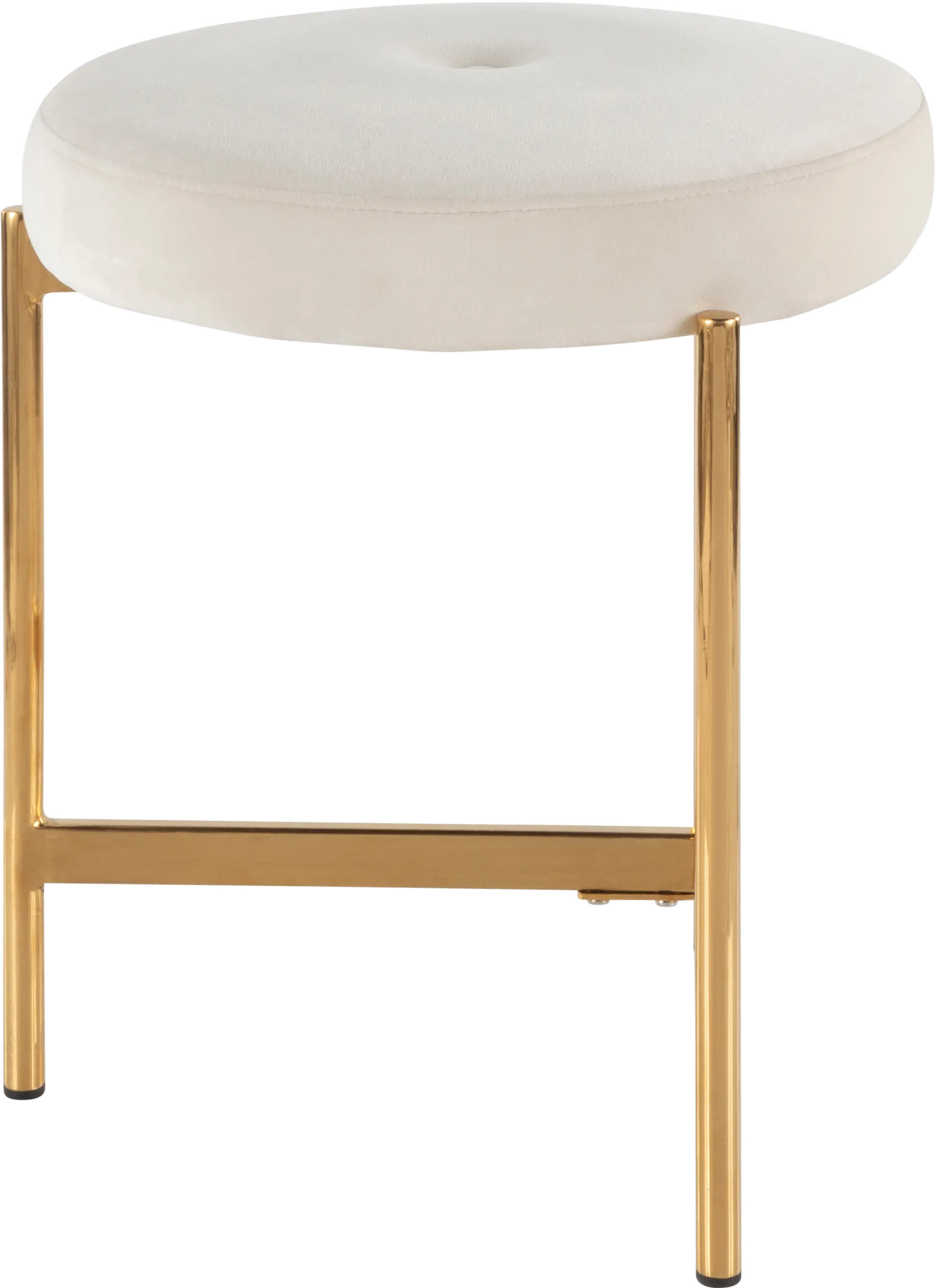 B17-CHLOE AU+W White Velvet Vanity Stool-2