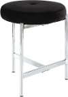 B17-CHLOE BK Black Velvet With Silver Legs Vanity Stool