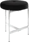 B17-CHLOE BK Black Velvet With Silver Legs Vanity Stool