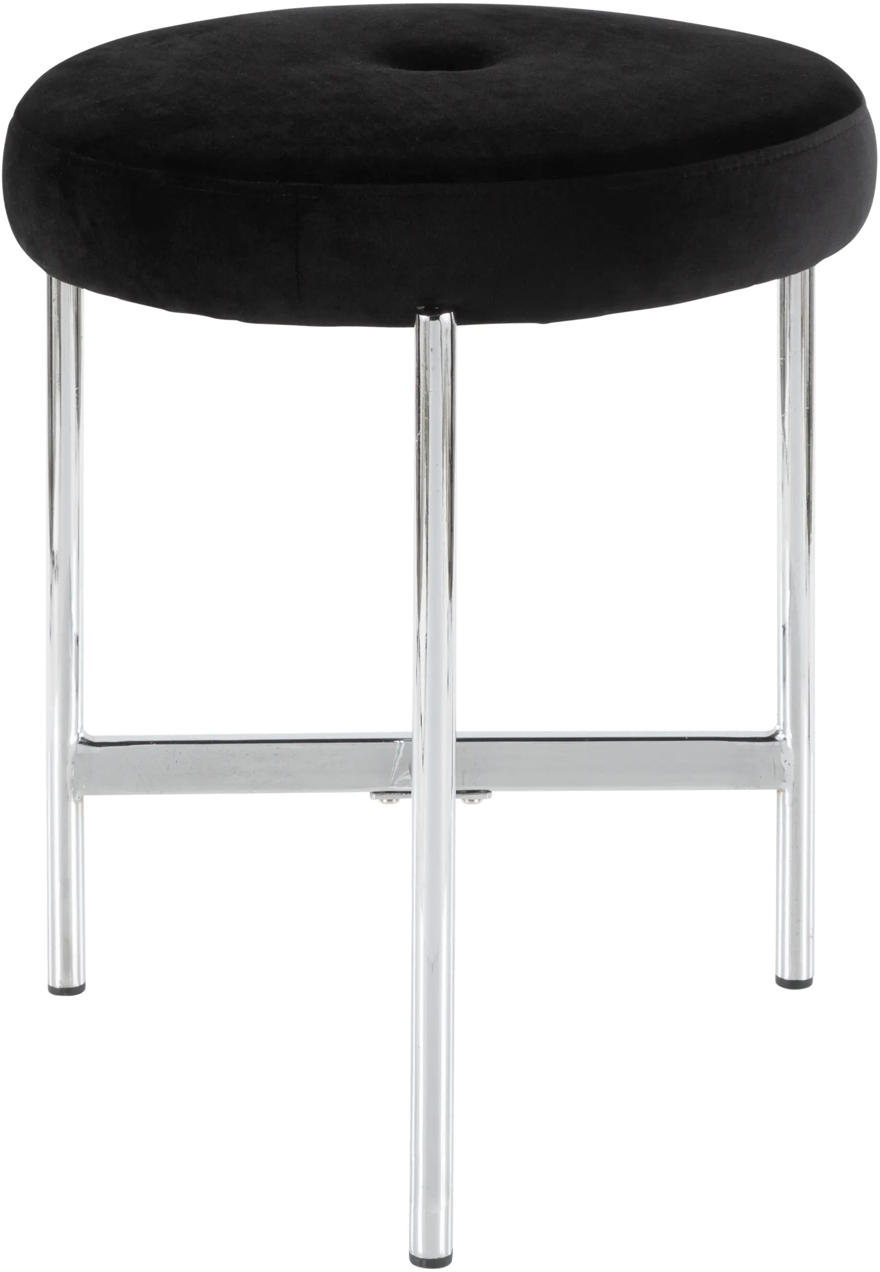 B17-CHLOE BK Black Velvet With Silver Legs Vanity Stool-3
