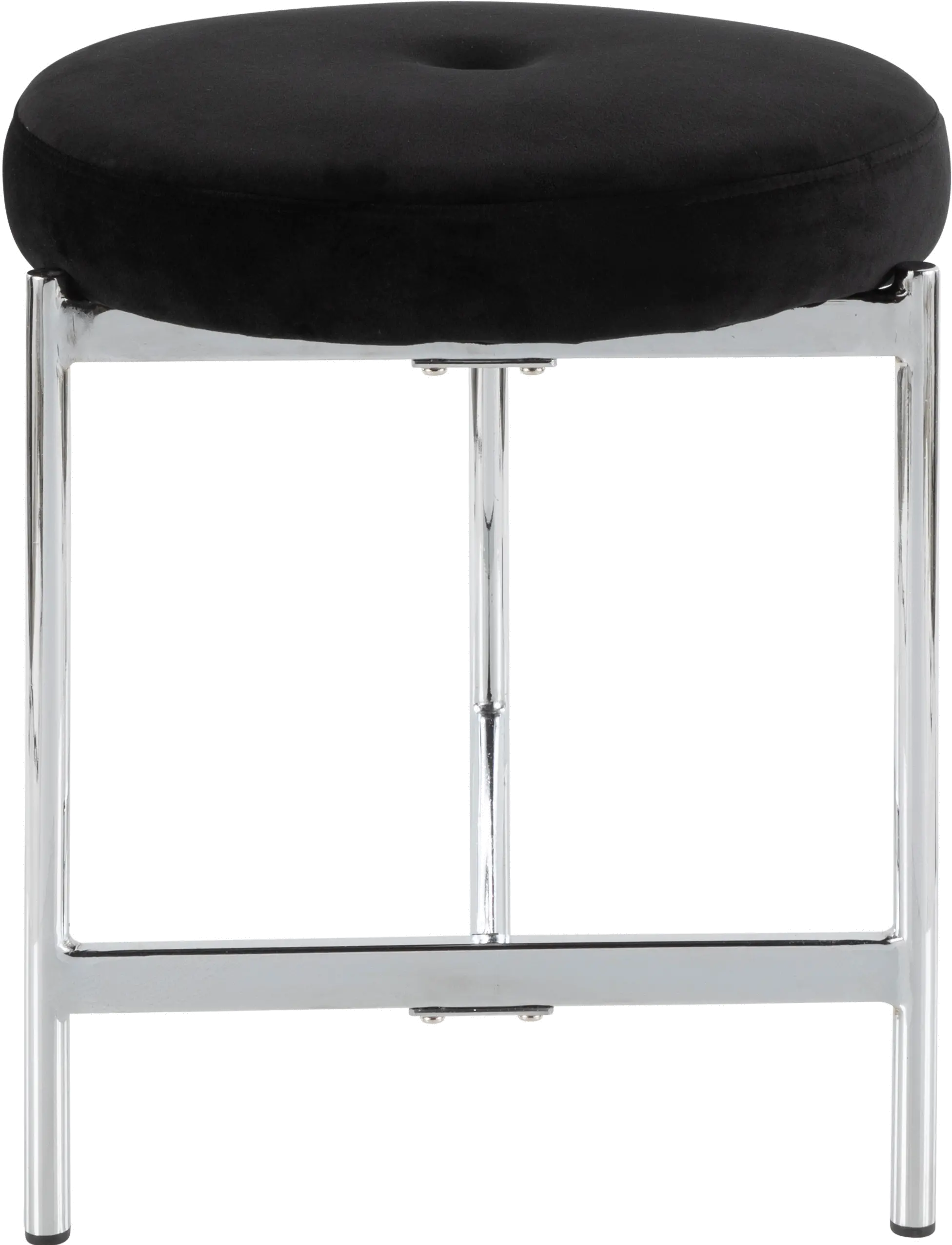 B17-CHLOE BK Black Velvet With Silver Legs Vanity Stool-4