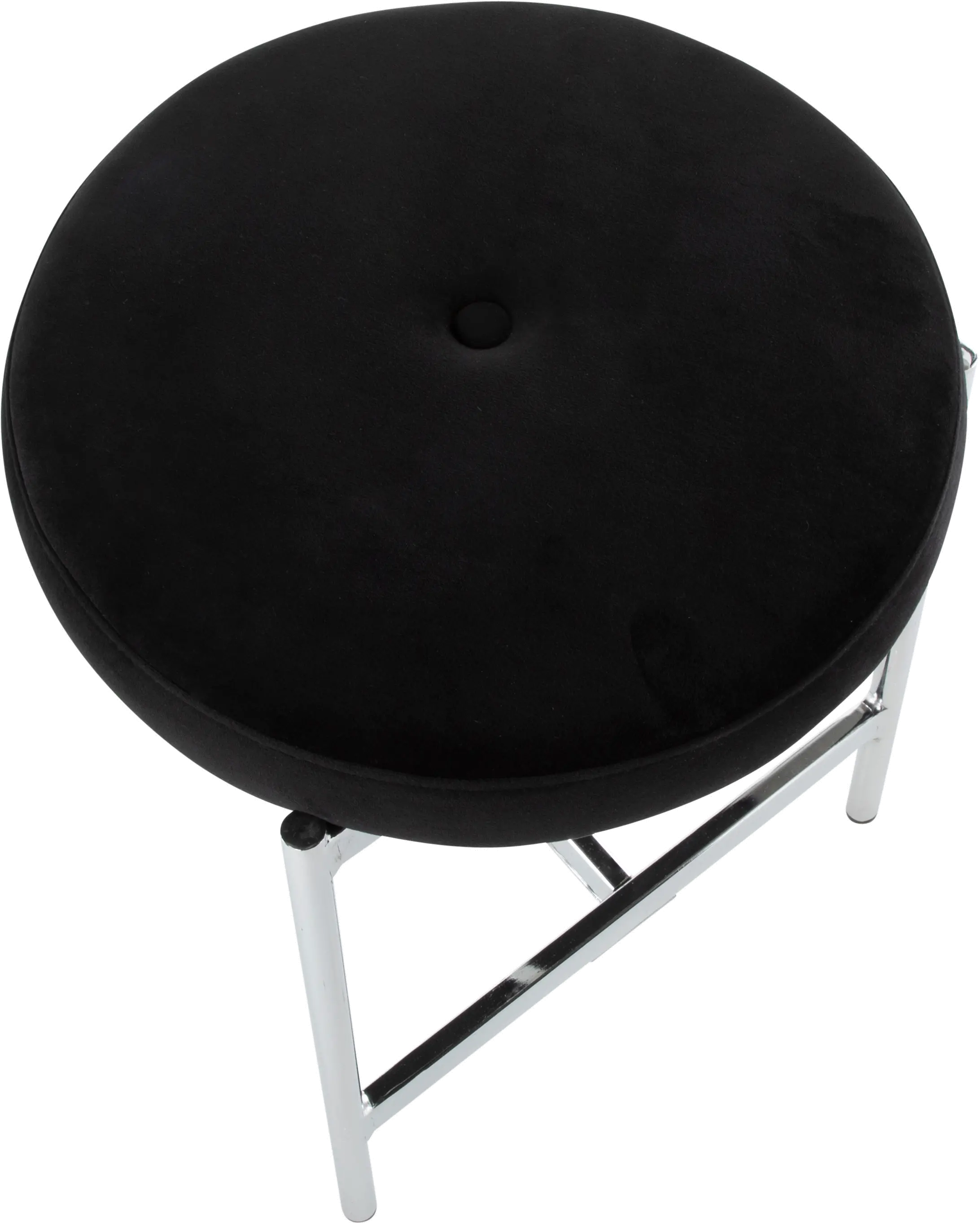 B17-CHLOE BK Black Velvet With Silver Legs Vanity Stool-5