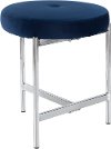 B17-CHLOE BU Blue Velvet With Silver Legs Vanity Stool