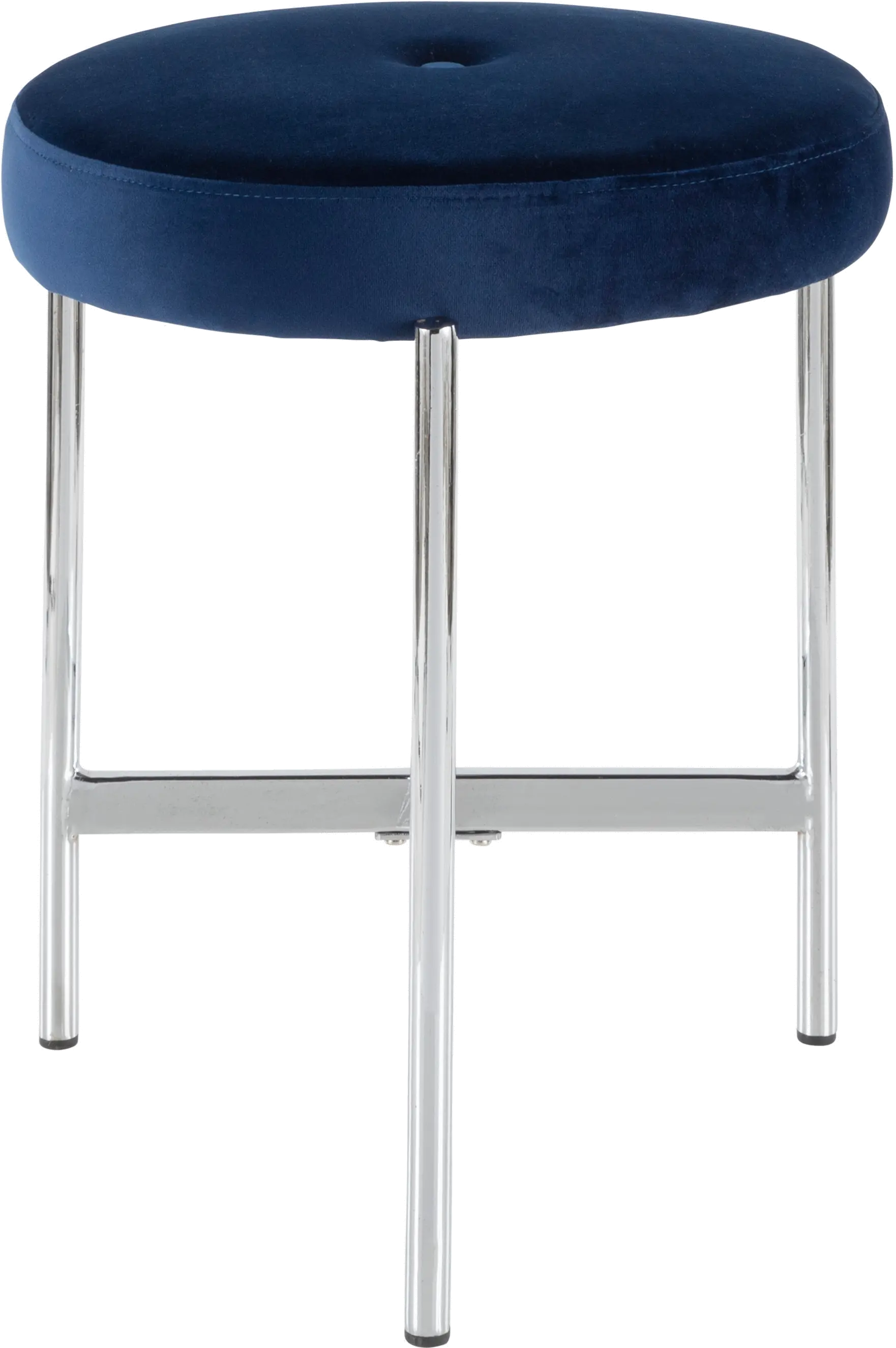 B17-CHLOE BU Blue Velvet With Silver Legs Vanity Stool-2