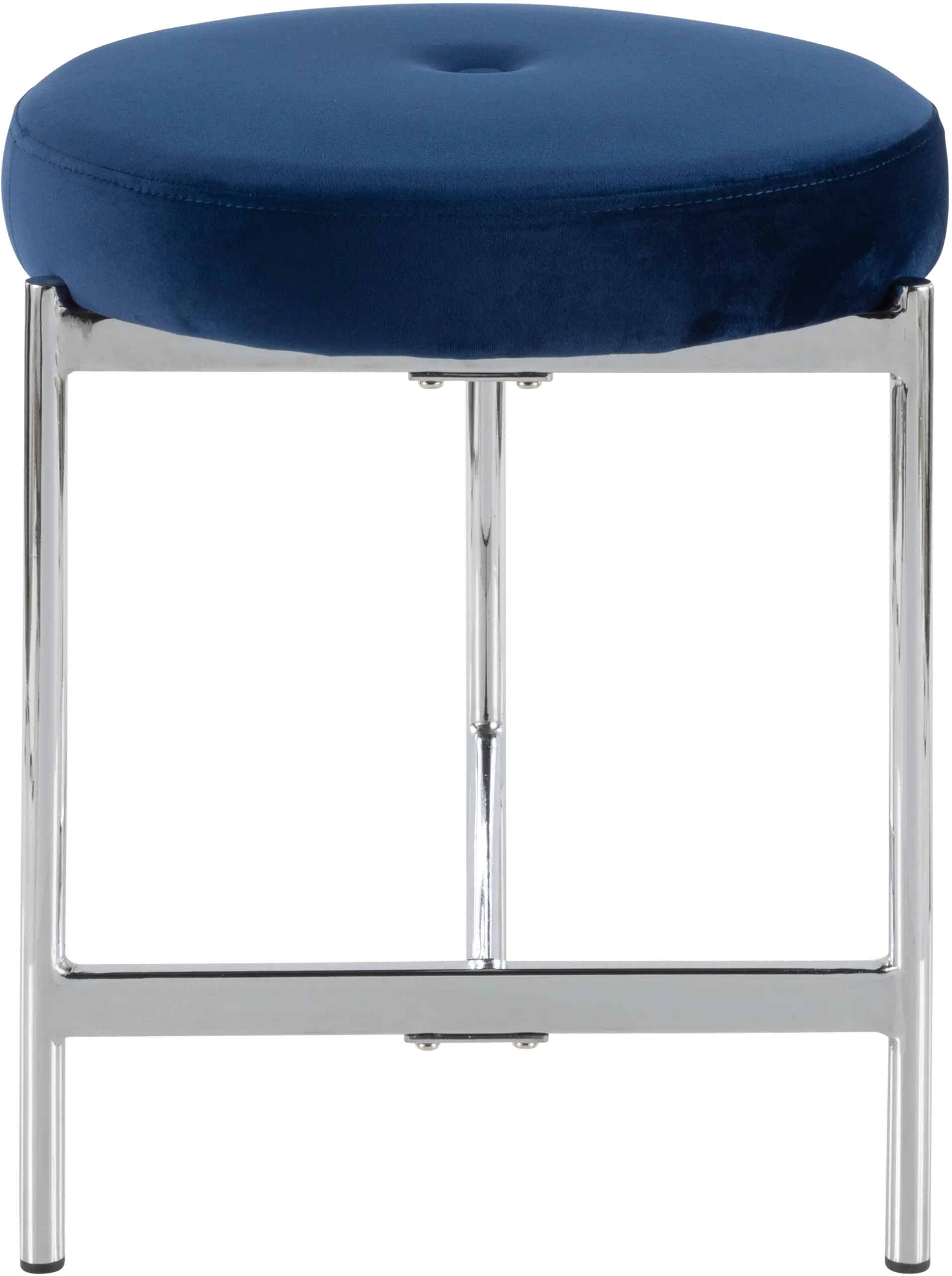 B17-CHLOE BU Blue Velvet With Silver Legs Vanity Stool-3