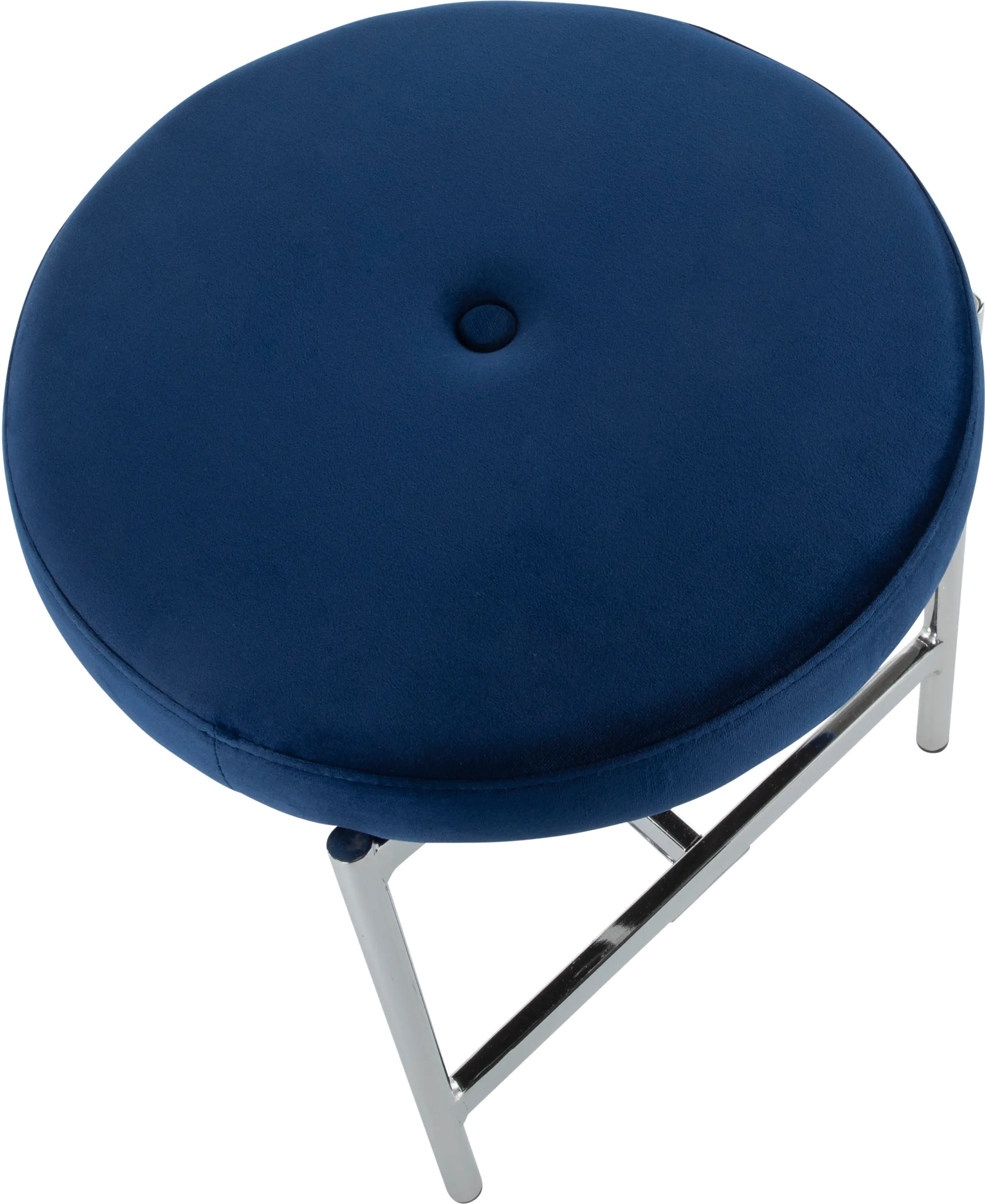 B17-CHLOE BU Blue Velvet With Silver Legs Vanity Stool-4