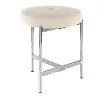 B17-CHLOE W White Velvet With Silver Legs Vanity Stool