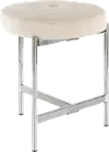 B17-CHLOE W White Velvet With Silver Legs Vanity Stool