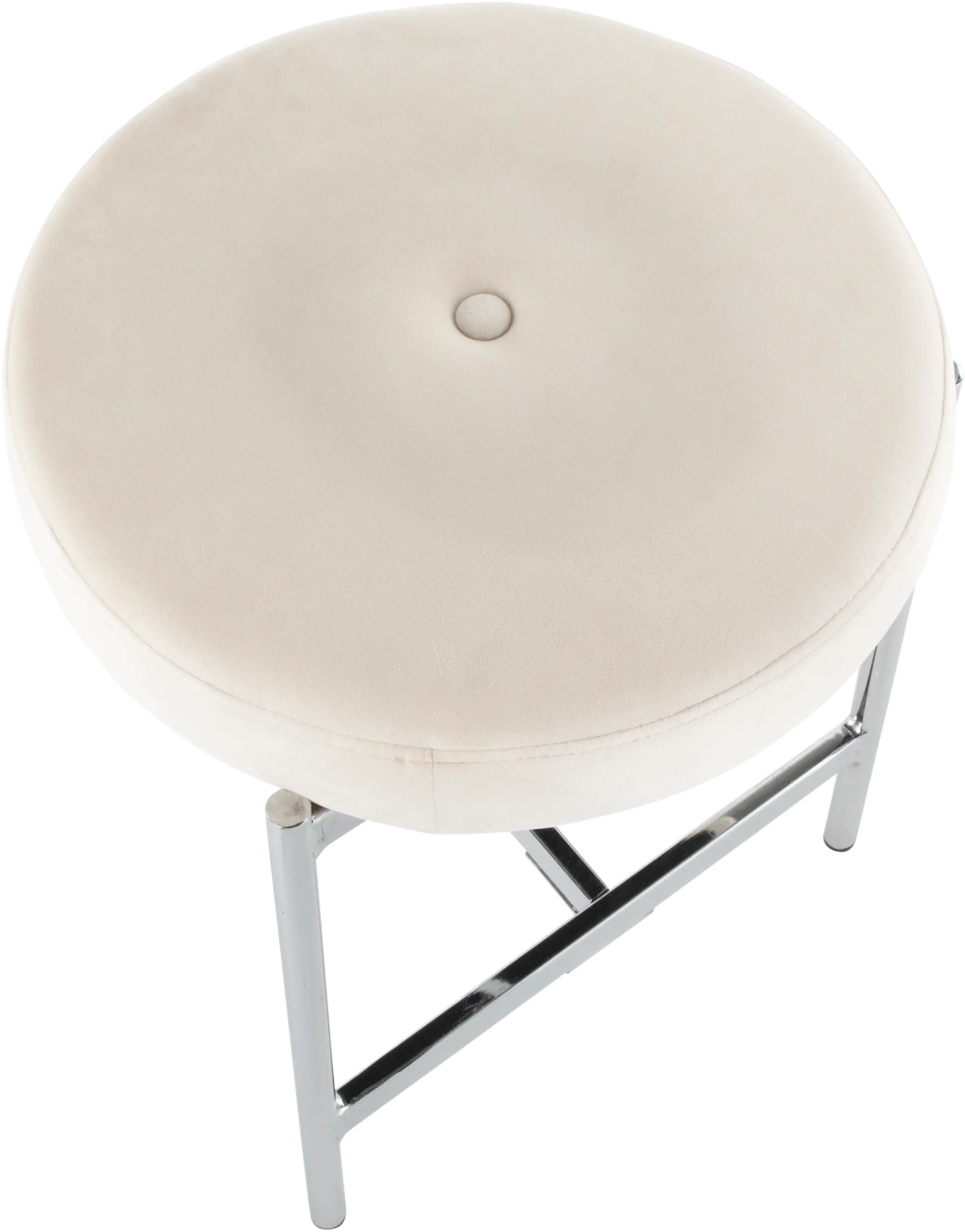 B17-CHLOE W White Velvet With Silver Legs Vanity Stool-5