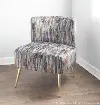 CHR-FRANSLP AU+GY Contemporary Gray Slipper Chair with Gold Legs - Luna