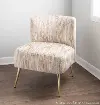 CHR-FRANSLP AU+LBN Contemporary Light Brown Slipper Chair with Gold Legs - Luna