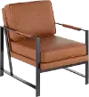 CHR-FRANKPAD BKCAM Contemporary Camel Brown Faux Leather Arm Chair - Franklin