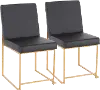 DC-HBFUJI AUBK2 Fuji Black and Gold Dining Chairs, Set of 2