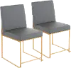 DC-HBFUJI AUGY2 Fuji Gray and Gold Dining Chairs, Set of 2