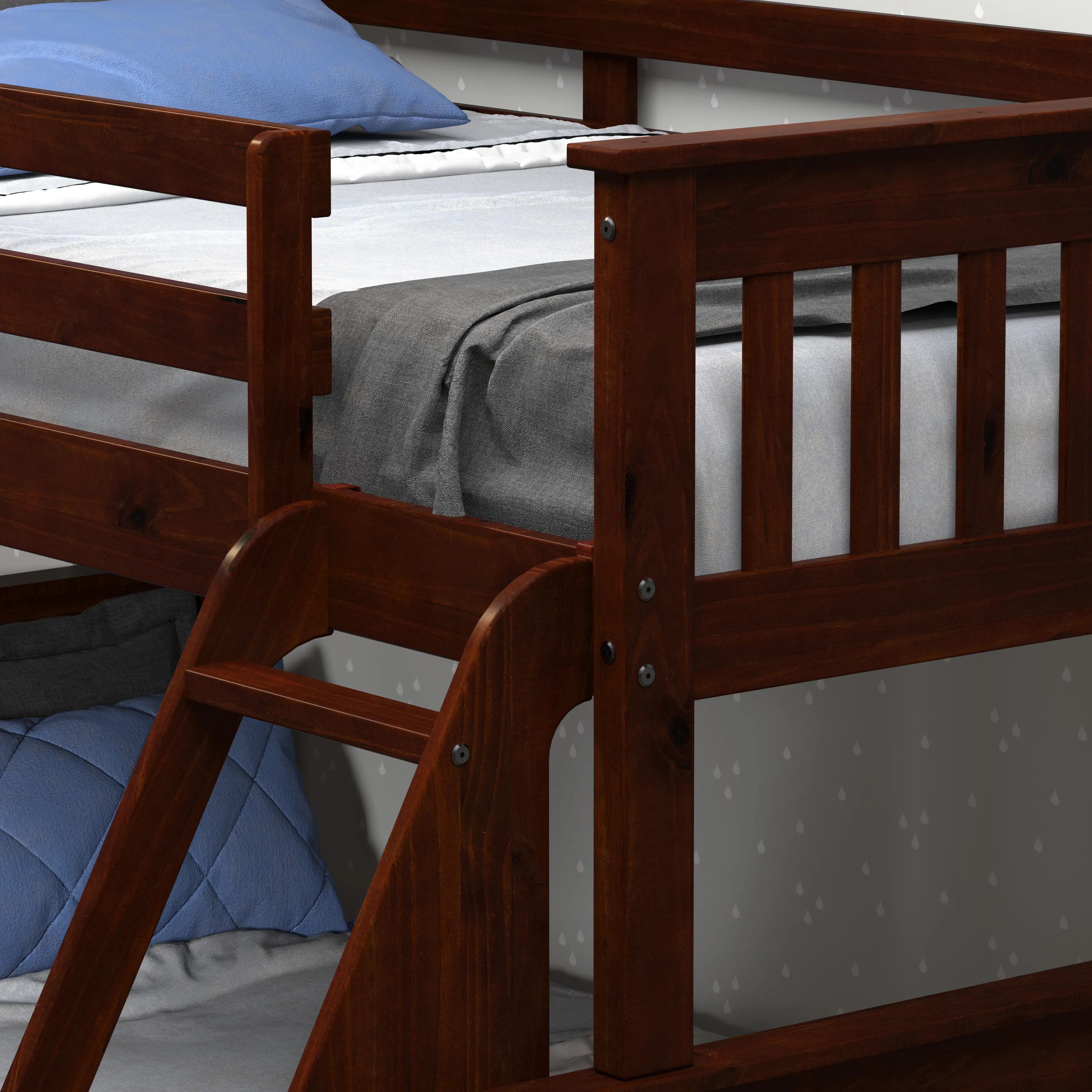 Dark Brown Twin-over-Full Bunk Bed with Trundle - Craftsman-3