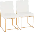 DC-HBFUJI AUW2 Fuji White and Gold Leather Dining Chairs, Set of 2