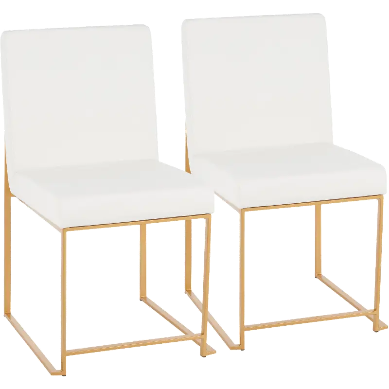 DC-HBFUJI AUW2 Fuji White and Gold Leather Dining Chairs, Set of 2