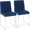 DC-HBFUJI SSVBU2 Fuji Blue and Silver Dining Chairs, Set of 2