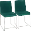 DC-HBFUJI SSVGN2 Fuji Green and Silver Dining Chairs, Set of 2