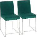 DC-HBFUJI SSVGN2 Fuji Green and Silver Dining Chairs, Set of 2