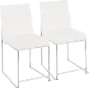 DC-HBFUJI SSVW2 Fuji White and Silver Dining Chairs, Set of 2