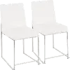 DC-HBFUJI SSVW2 Fuji White and Silver Dining Chairs, Set of 2