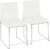 DC-HBFUJI SSW2 Fuji White and Silver Leather Dining Chairs, Set of 2